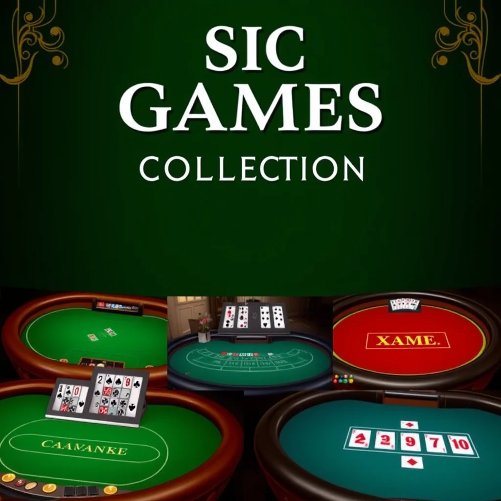 Classic casino table games collection, elegant background, multiple game types